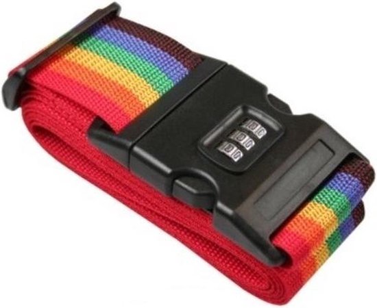 Foto: Chpn kofferriem bagageriem kofferslot koffersluiting extra slot voor koffer 200cm cijferslot regenboog nylon