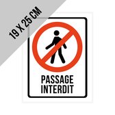 Pictogram/ bord | "Passage interdit" | 19 x 25 cm | No entry | Verboden toegang | Personeel | Dikte: 2 mm | Frans | Franstalig | 1 stuk