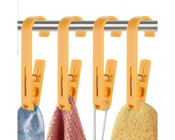 4 stuks washaken met klemmen, kleerhangers voor sokken, laarzen, beha's, handdoeken, sterke kunststof kledingstiften voor badkamer, kledingkast, keuken, kantoor, geel