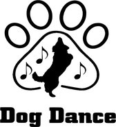 Raamsticker Auto Sticker Deursticker Hond Dog Honden Tekst Brommer  Motor Dogs Dance Dier Dieren  kleur zwart Afmeting 12x12cm