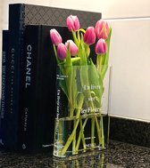 Jawes - Vase Livre - Transparent - Wit- 22 x 17 x 5,5 Cm- Vase - Vase Boek - Acryl- Décoration- Fleurs- Accessoires de vêtements pour bébé- Vase Fleur - Vase