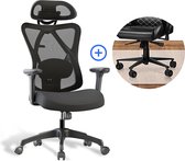 Bureaustoel - Ergonomische Kantoorstoel met verstelbare Lendensteun en Hoofdsteun - Ademende mesh Gamingstoel - Thuisstudie draaistoel - 150kg capaciteit - Zwart