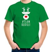 Bellatio Decorations kerst t-shirt voor kinderen - team Rudolf - groen - Kerstdiner 164/176