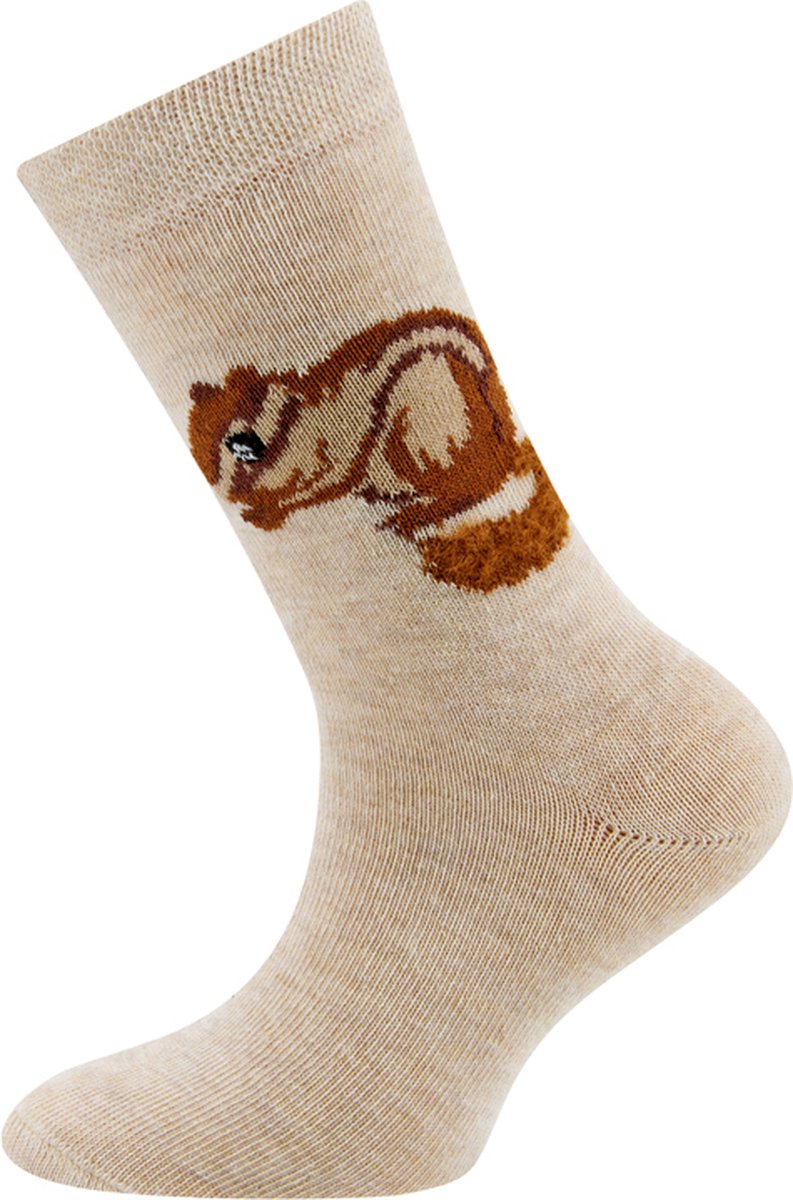 Ewers Kindersokken Meisjes - Eekhoorn - Geborstelde Staart - Beige-Ecru & Bruin-31/34