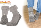Heat Essentials Wollen Pantoffel Sokken - Grijs - 41/42 - Pantoffels Dames - Sloffen Dames - Unisex - Antislip Sokken - Huissokken