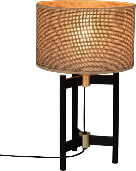 Tafellamp Levon - Zwart Metaal met Beige Kap - 51 cm