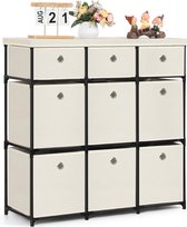 Ladekast, kast, ladetype kledingorganizer, 9 stoffen lades, kastopslagorganizer voor slaapkamer, slaapzaal - Crème