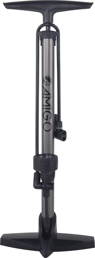 AMIGO Fietspomp - Vloerpomp met Drukmeter - Tot 11 Bar - Antraciet/Zwart