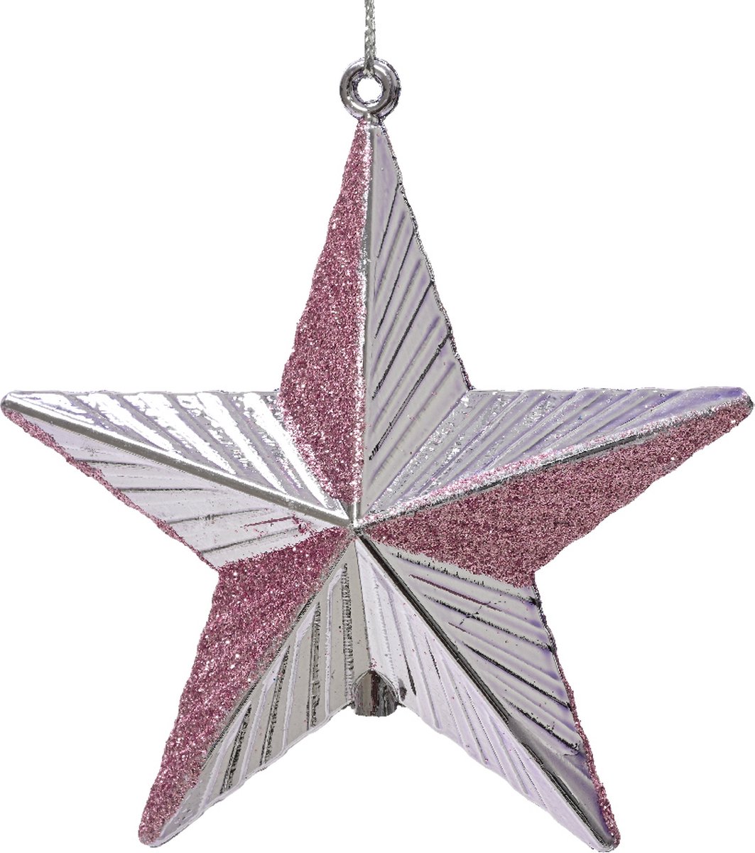 Moderne paarse kunststof kerstster van 9,5 cm breed en 9 cm hoog.