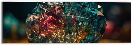 Dibond - Kristal - Glas - Kleuren - 60x20 cm Foto op Aluminium (Wanddecoratie van metaal)