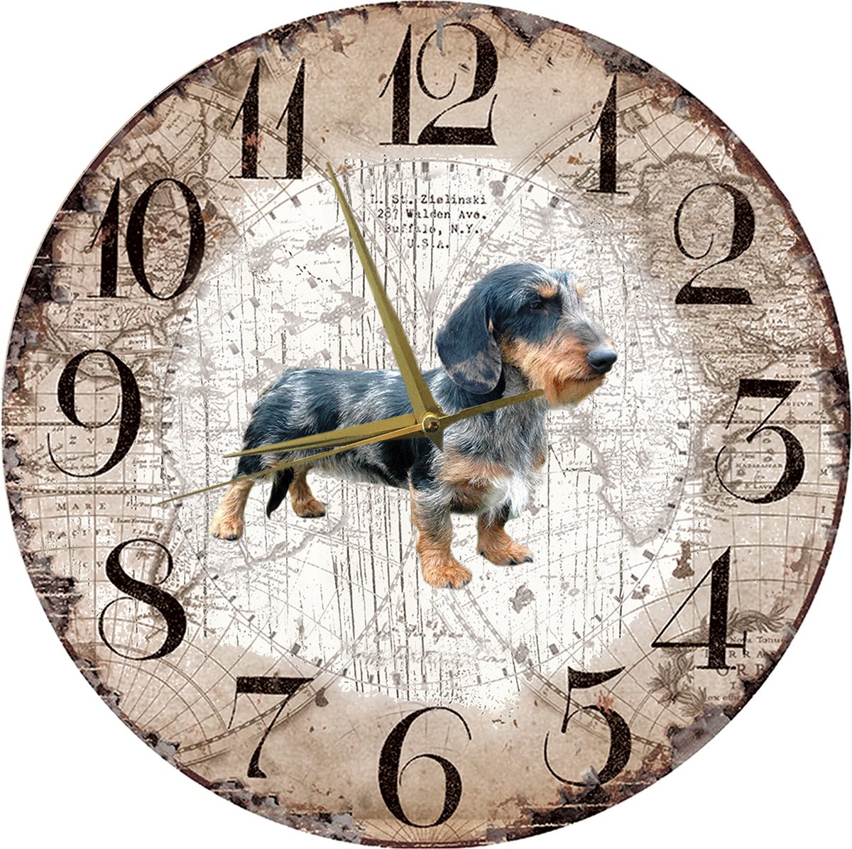 Houten Klok - 30cm - Hond - Tekkel