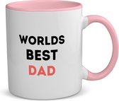 Akyol - worlds best dad koffiemok - theemok - roze - Papa - de beste vader - vader cadeautjes - vaderdag - verjaardagscadeau - verjaardag - cadeau - geschenk - kado - gift - vader artikelen - 350 ML inhoud