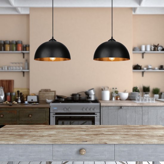 Lichtmaler Hanglamp Zwart E27 1 Lichtpunten - Vintage Pendellamp met Rookglas voor Eethoek Keuken Slaapkamer, Zonder Lichtbron