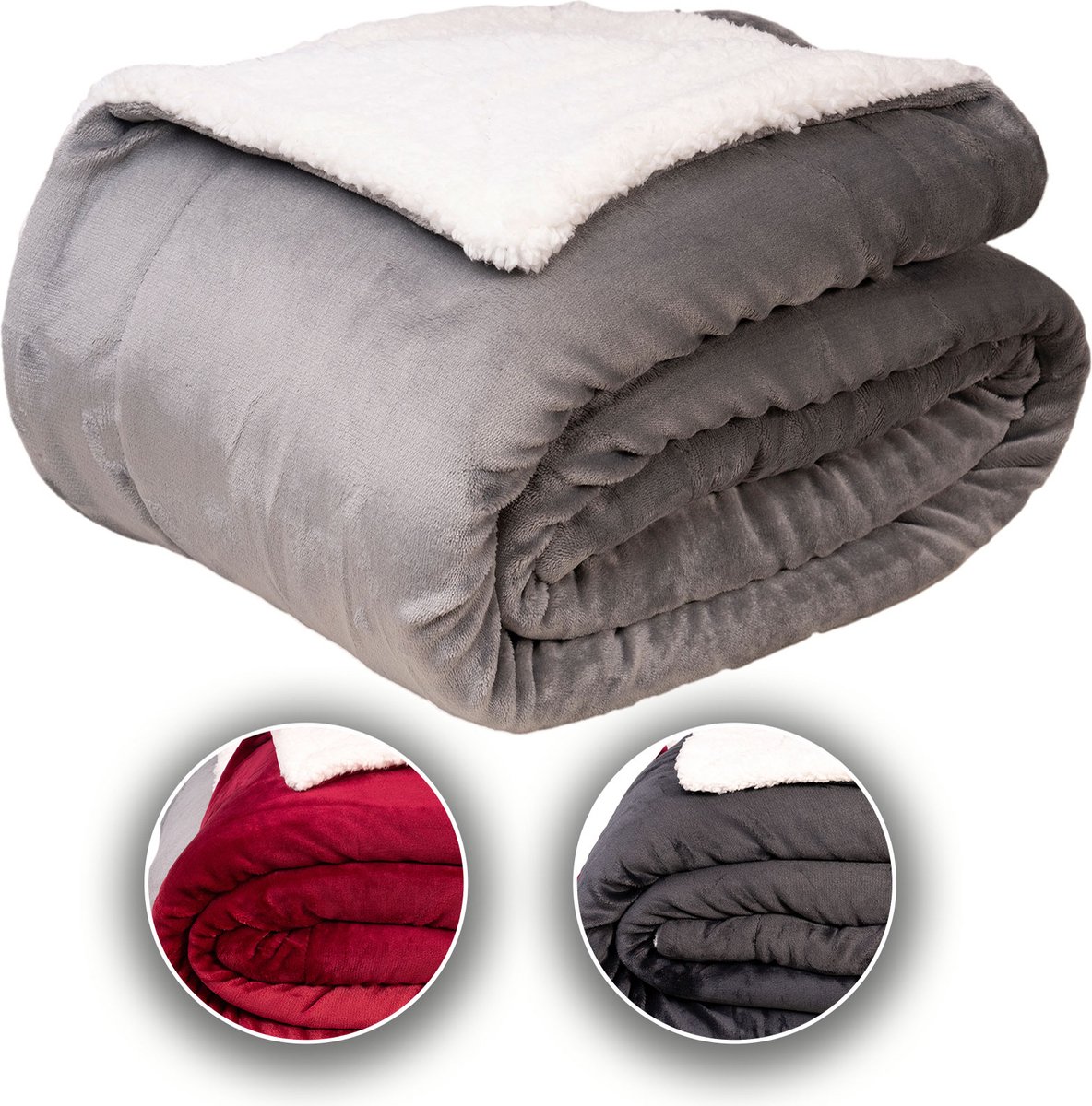Komfortec Sherpa Fleece Deken 150x200 cm Grijs