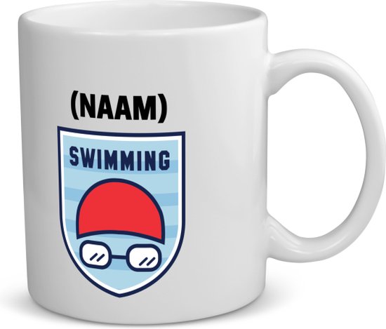 Akyol - nager avec votre eigen naam Mug avec impression - natation - amateurs de sport - personnes qui aiment nager - certificat de natation - cadeau de natation - cadeau d'anniversaire - anniversaire - cadeau - cadeau - cadeau - contenu de 350 ML