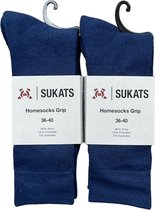 Sukats® Huissokken - Antislip sokken - Gripsokken - Bedsokken Dames - ABS - Met Grip - 2 Paar - Maat 36-40 - Blauw - Meerdere Maten en Varianten
