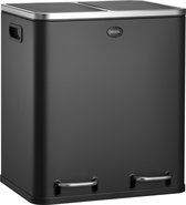 HÜSQ Poubelle de 30 litres (2 x 15L), à Pédale avec 2 Seaux, Fermeture amortie, en acier inoxydable - noir mat