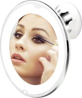 IBBO® - Miroir de maquillage - Avec éclairage et ventouse - Réglable à 360° - alimenté par batterie et alimenté - Grossissement 5x - Ventouse super puissante
