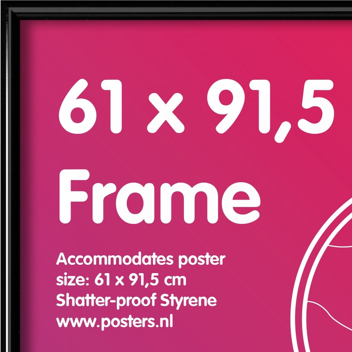 Fotolijst voor posters, 61 x 91,5 cm, houteffect, zwart