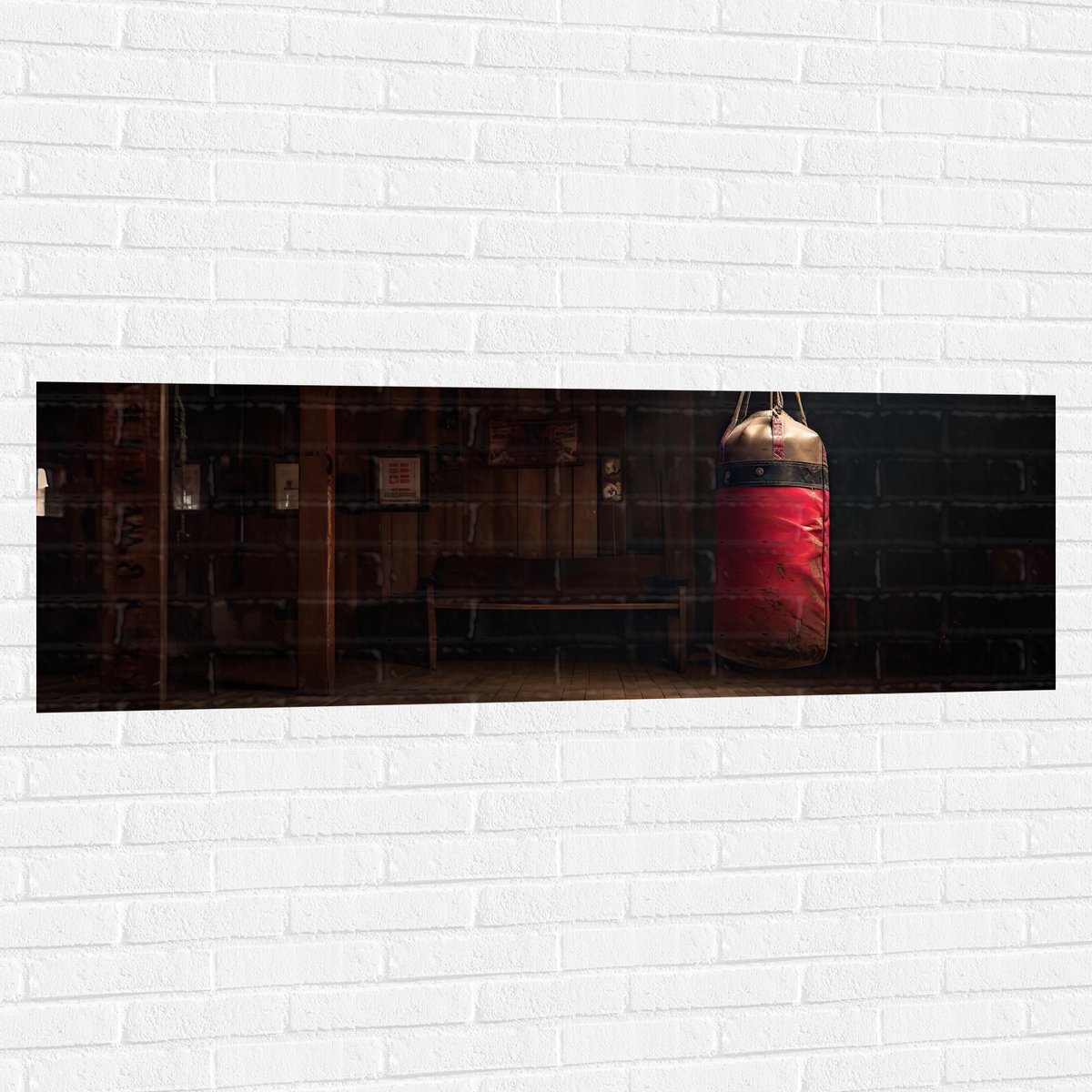 Muursticker - Kamer - Bokszak - Palen - Sporten - Hout - 150x50 cm Foto op Muursticker