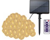 Éclairage solaire de jardin - Guirlande Solar - Éclairage de Fête - Guirlande lumineuse - 60 LED - 11 mètres - Avec télécommande - Intensité variable - Boules à neige - Lumière chaude