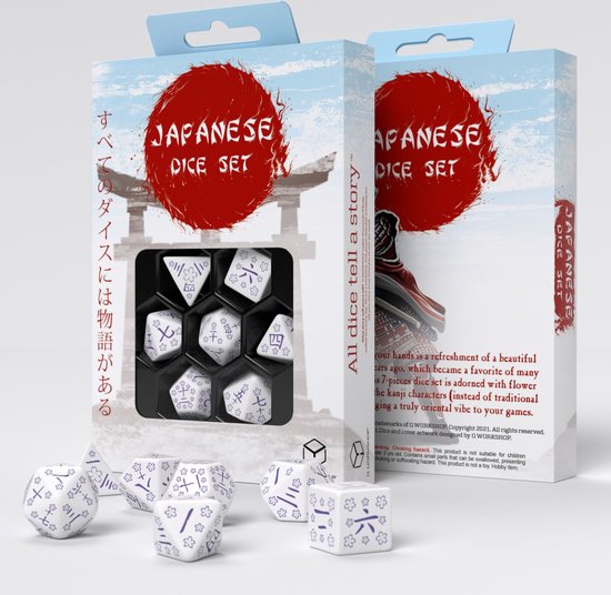 Q-Workshop Japanse dobbelstenen set - Blue Star Lotus (7 stuks)