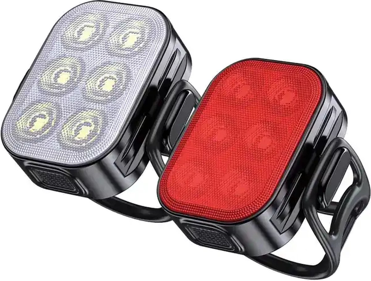 LED Fietsverlichtingsset 200/50 Lumen Voorlicht en Achterlicht Fiets - USB Oplaadbaar Fietslampen