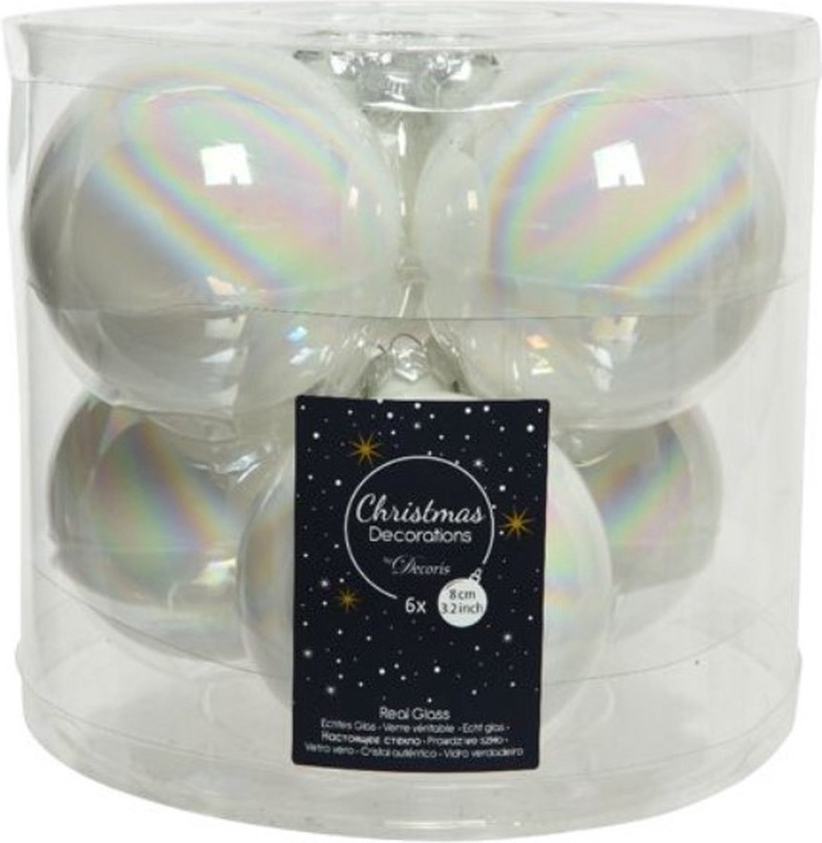 Bol.com Kerstballen glas dia. 8 cm white/iris KSD aanbieding