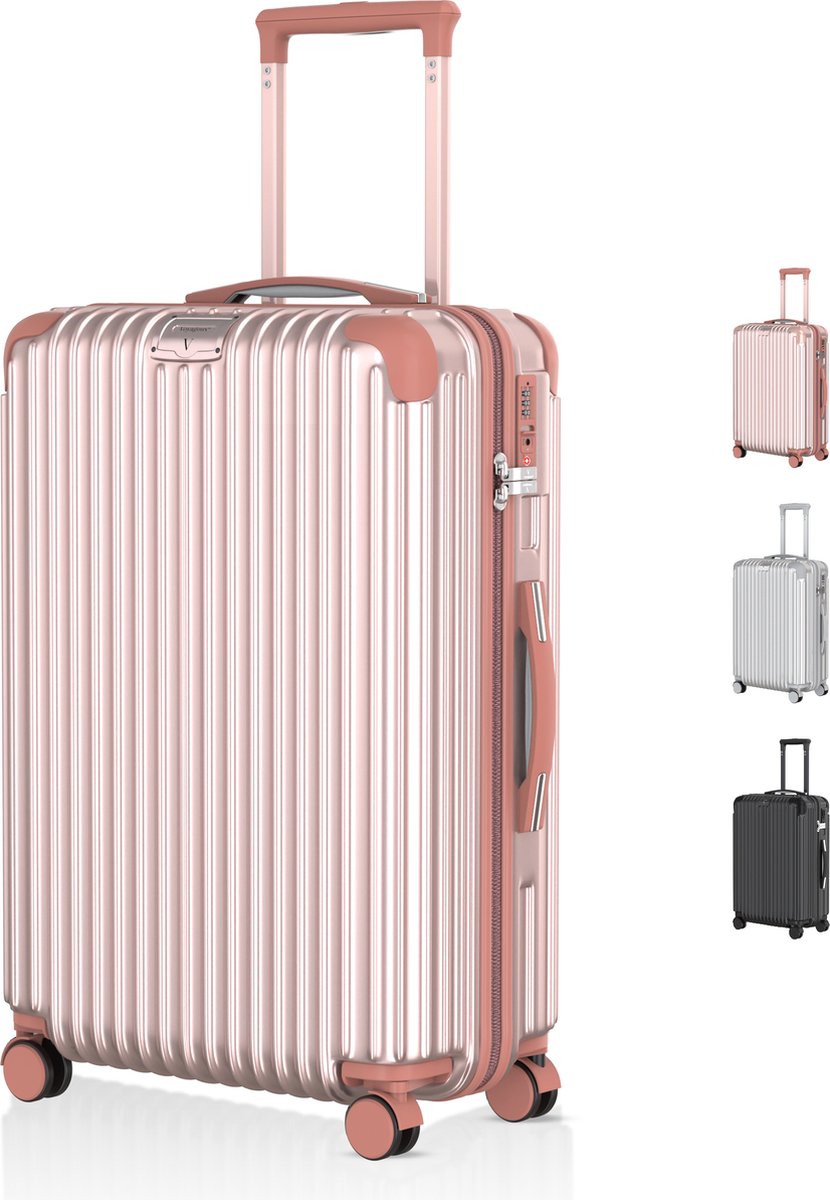 Voyagoux® - Reiskoffer Large - 116L - Koffers - Reiskoffer met wielen - Rosé goud - TSA Slot