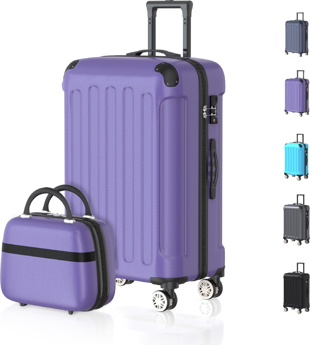 Voyagoux® Kofferset 2 delig - ABS kofferset - XS / M - Koffer - Paars