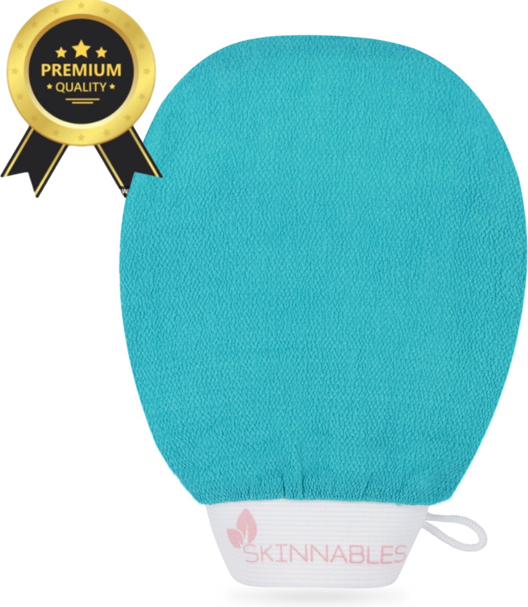 Goedkoopste Skinnables Scrub handschoen - Huidverzorging voor Hele Lichaam en Gezicht - Douchehandschoen - Exfoliating Glove - Blauw