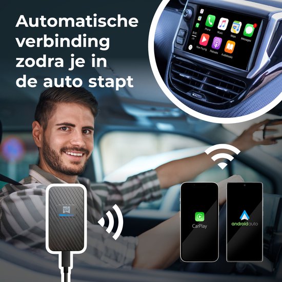 Goedewaere Auto Dongle - Geschikt voor Apple CarPlay en Android Auto - 5.8 GHz Wi-Fi - Gratis Updates - Quick Start Guide - Goedewaere