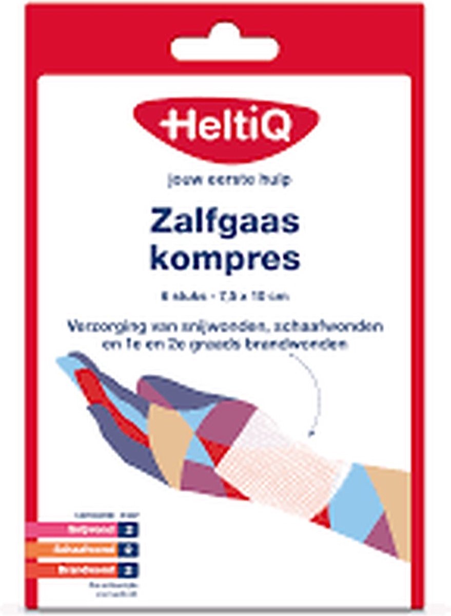 HeltiQ Zalfgaaskompres 10cmx7.5 - 10x6st - Voordeelverpakking