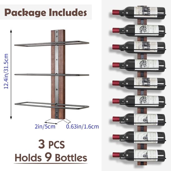 Casier à vin porte-bouteille support de rangement métal Zwart mural pour 15  bouteilles... | bol