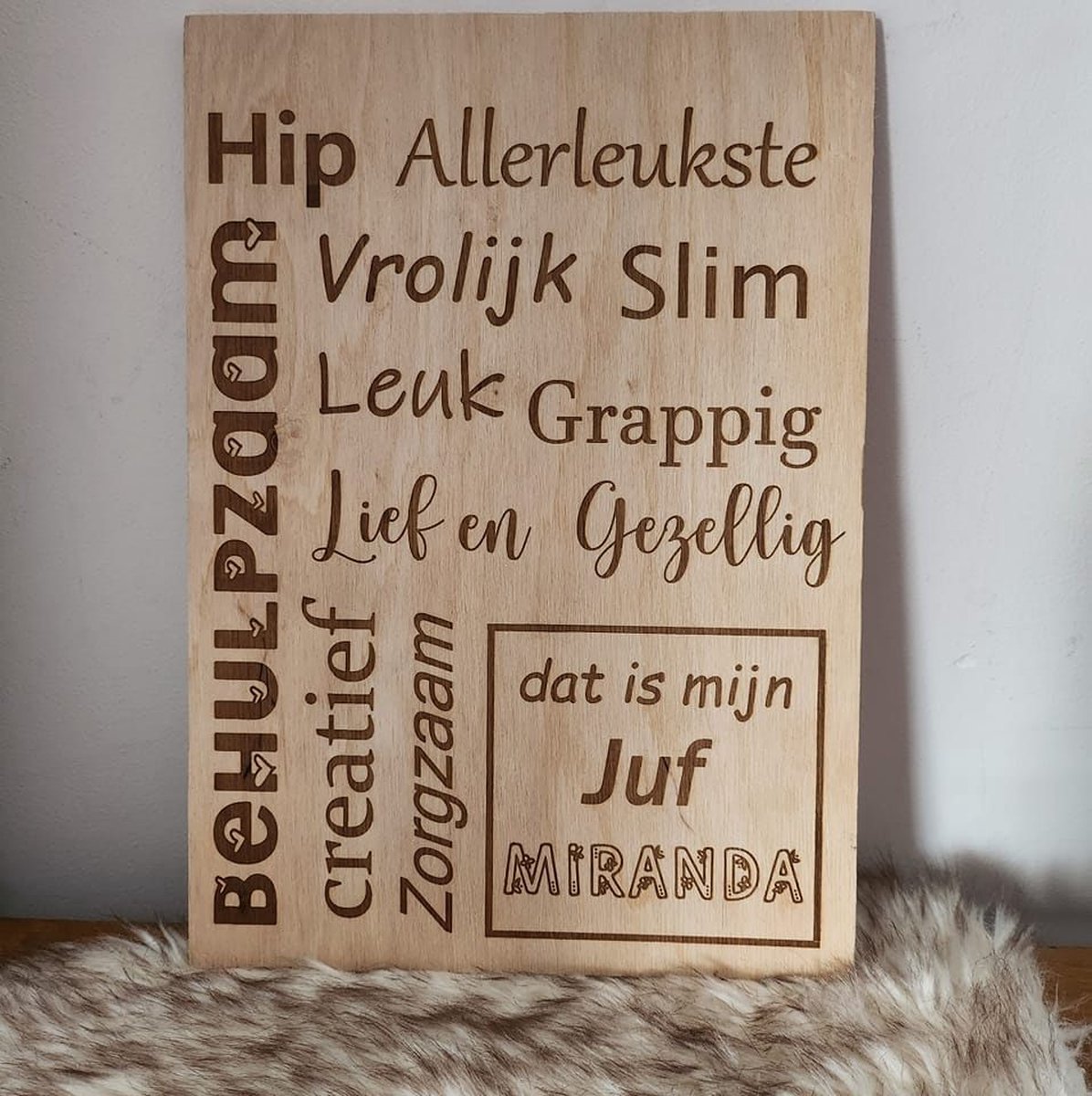tekstbord-juf-persoonlijk-naam-cadeau-school 30x21 cm