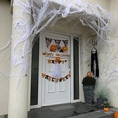 Toile d'araignée Equivera - Décoration Halloween - 1000m2 - Dont 30 araignées - Décoration Halloween - Décoration Halloween extérieur