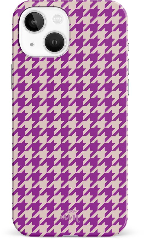 Foto: Xoxo wildhearts when in paris purple single layer hardcase hoesje geschikt voor iphone 13 mini hoesje paars hoesje hoesje geruit geschikt voor iphone 13 mini paarse case geschikt voor iphone 13 mini case paars beige