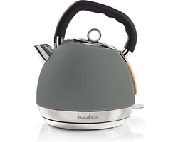 Nedis Waterkoker - 1.8 l - Soft-Touch - Grijs - 360 graden draaibaar - Verborgen verwarmingselement - Strix-controller - Droogkookbeveiliging