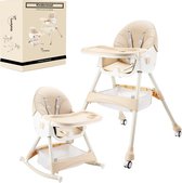 ComfyKidz® Kinderstoel 3 in 1 - Kinderstoeltje voor Peuter - Schommelstoel Baby - Wipstoel Baby - Inklapbaar - Comfort - Beige- Veiligheid & Flexibiliteit in Één Stoel!-