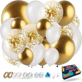 Fissaly: Arc de Ballons 109 Pièces Blanc, Or & Ballons en Confettis Dorés en Papier - Décoration de Fête Arc de Ballons Décoration Anniversaire