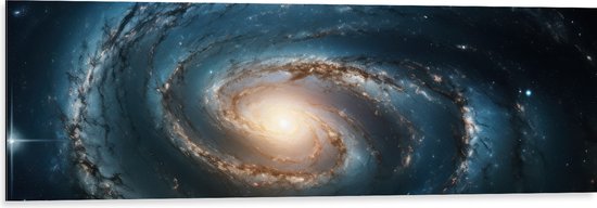 Dibond - Galaxy - Sterren - Kleuren - 120x40 cm Foto op Aluminium (Wanddecoratie van metaal)