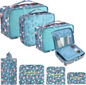 Packing Cubes Kofferorganizer, 8 stuks, kofferorganizer, pakzakken, pakzakken met schoenenzak, waszak, reisorganizer, kledingtassen voor rugzak (eenhoorn)