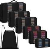 Koffer-organizer, 7-delige set (1 S+2 M+2 L+1 XL+1 rugzak) met waterdichte rugzak, paktassen, kledingtassen, reisorganizertas voor het dragen op bagage en rugzakken (zwart)