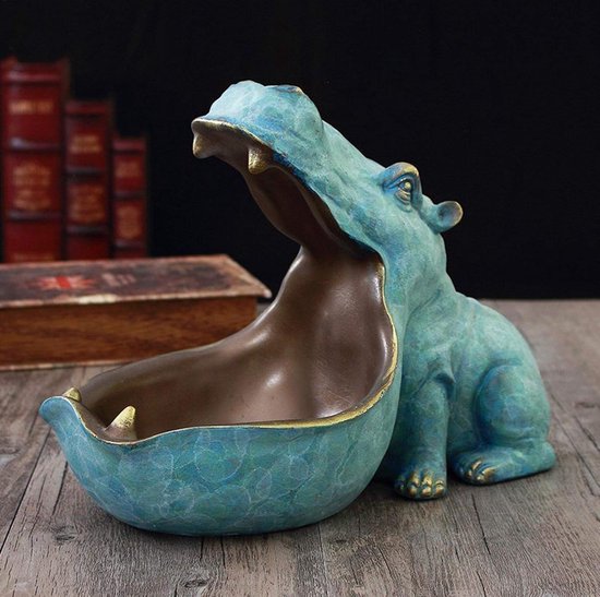 Nijlpaard standbeeld sleutelschaal, grote mond figuur sleutelschaal, nijlpaard schaal sieraden opbergdoos, nijlpaard sculptuur, tafeldecoratie voor woonkamer, kantoor, decoratie, geschenken