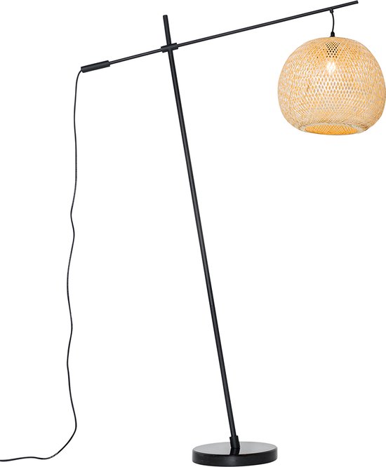QAZQA rafael - Lampadaire oriental | Lampe sur pied / 1 lumière - H 163 cm - Naturel - Éclairage extérieur
