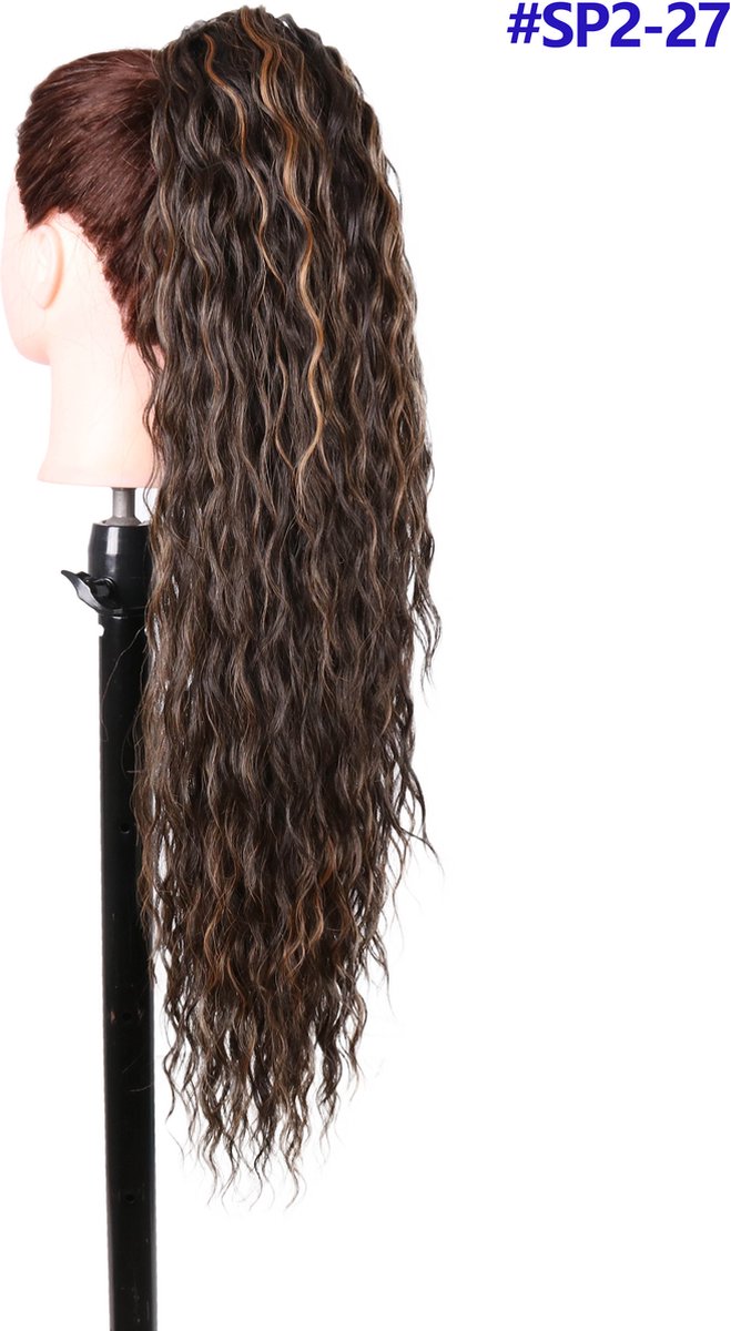 Miss Ponytails - Brazilian Krullen ponytail extentions - 28 inch - Bruin SP2/27 - Hair extentions - Haarverlenging