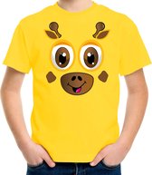 Bellatio Decorations dieren verkleed t-shirt kinderen - giraf gezicht - carnavalskleding - geel 164/176