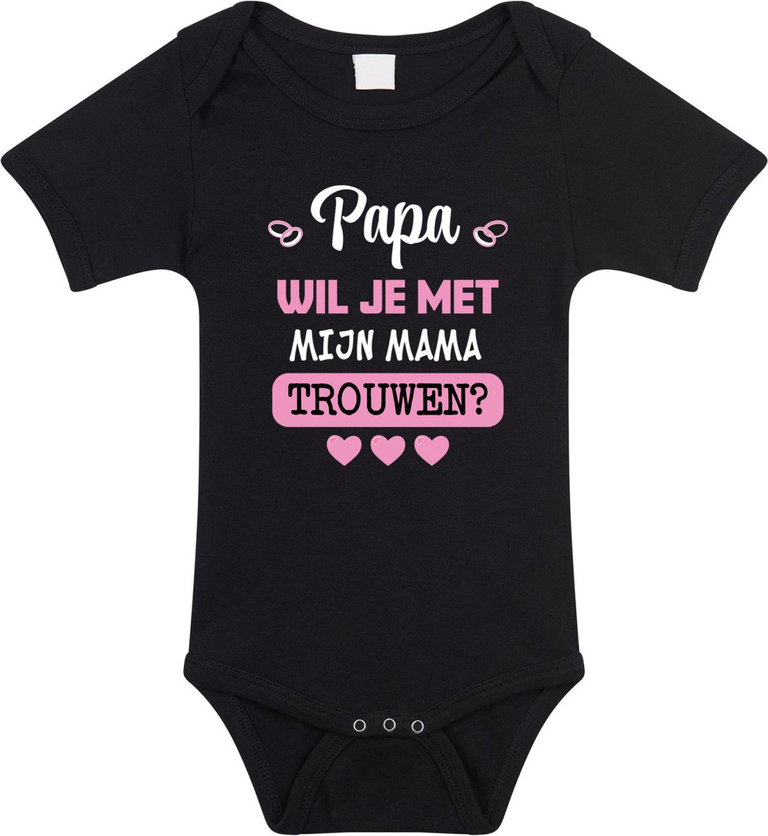 Bellatio Decorations huwelijksaanzoek baby rompertje - Papa/Mama - zwart - bruiloft/trouwen 92