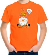 Bellatio Decorations halloween verkleed t-shirt voor kinderen - pompoen kabouter/gnome - oranje 116/134