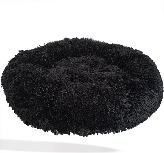 RUFF - Donut hondenmand - Warm en zacht - Fluffy Hondenmand Donut - 60 cm - Stevig en Duurzaam hondenkussen - Om heerlijk in weg te dromen - Zwart